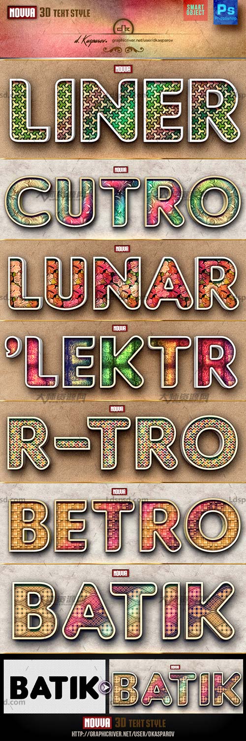 Novva 3D Text Style,PS图层样式－7个极品3D文本效果